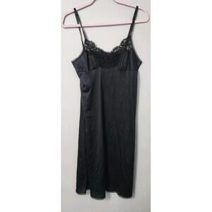Vintage Vassarette Slip Dress Lingerie Size 34 Bust Black Lace Satin Midi